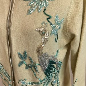 Gorgeous cashmere beaded sweater by White and Warren